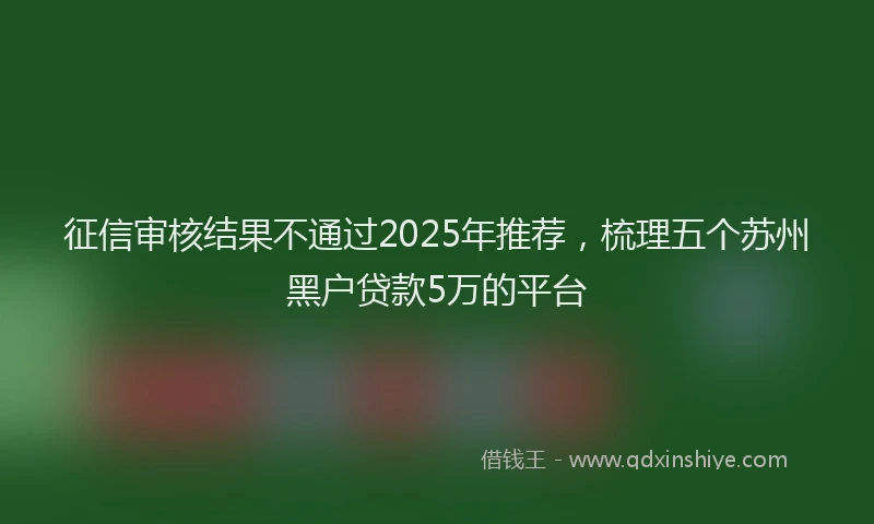征信审核结果不通过2025年推荐，梳理五个苏州黑户贷款5万的平台