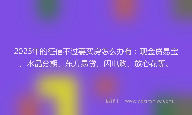 2025年的征信不过要买房怎么办有：现金贷易宝、水晶分期、东方易贷、闪电购、放心花等。