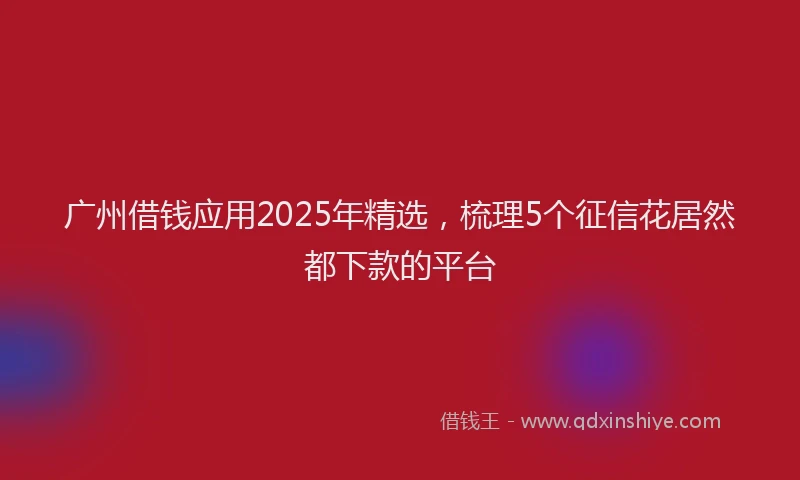 广州借钱应用2025年精选，梳理5个征信花居然都下款的平台