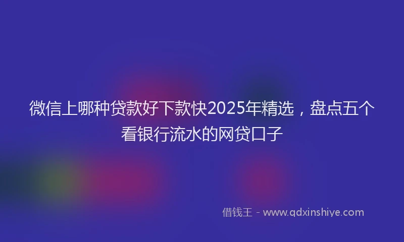微信上哪种贷款好下款快2025年精选，盘点五个看银行流水的网贷口子