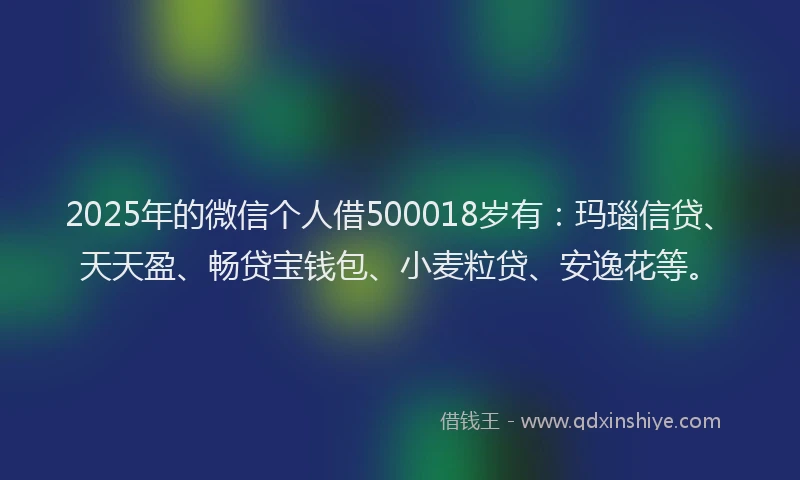 2025年的微信个人借500018岁有：玛瑙信贷、天天盈、畅贷宝钱包、小麦粒贷、安逸花等。