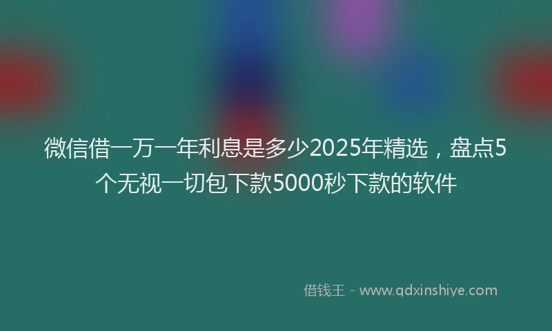 微信借一万一年利息是多少2025年精选，盘点5个无视一切包下款5000秒下款的软件