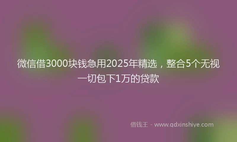微信借3000块钱急用2025年精选，整合5个无视一切包下1万的贷款