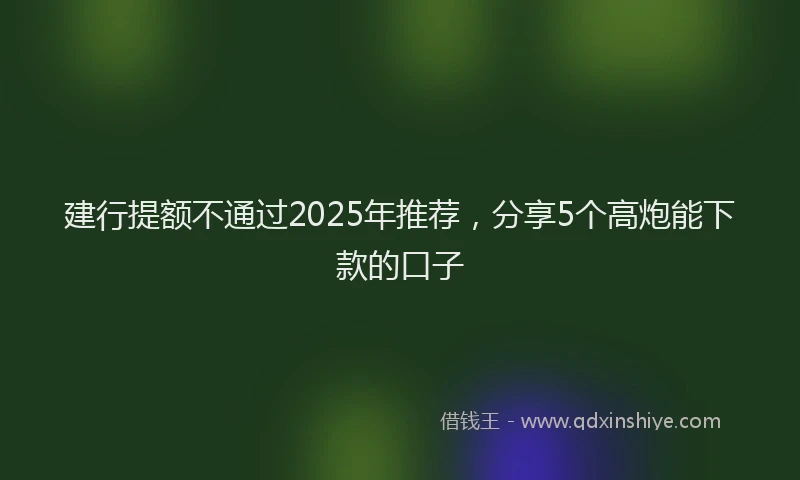 建行提额不通过2025年推荐，分享5个高炮能下款的口子