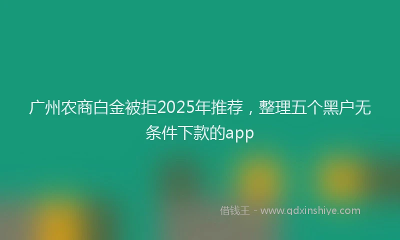 广州农商白金被拒2025年推荐，整理五个黑户无条件下款的app