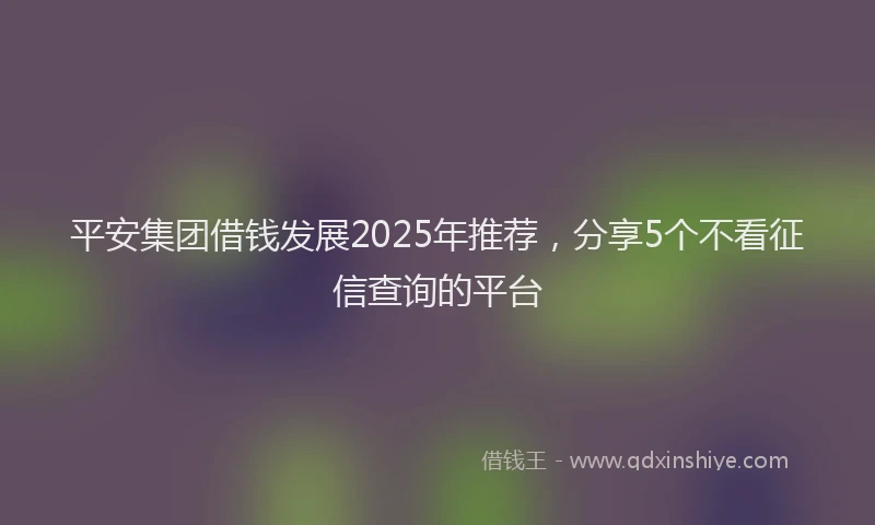 平安集团借钱发展2025年推荐，分享5个不看征信查询的平台