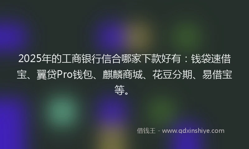2025年的工商银行信合哪家下款好有：钱袋速借宝、翼贷Pro钱包、麒麟商城、花豆分期、易借宝等。