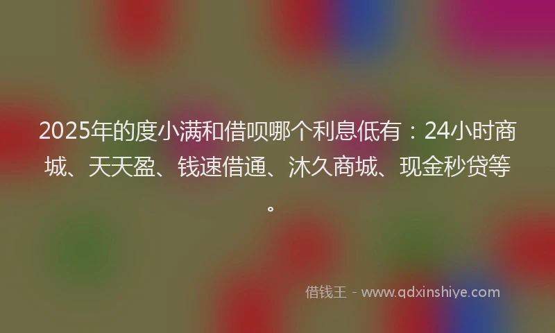 2025年的度小满和借呗哪个利息低有：24小时商城、天天盈、钱速借通、沐久商城、现金秒贷等。
