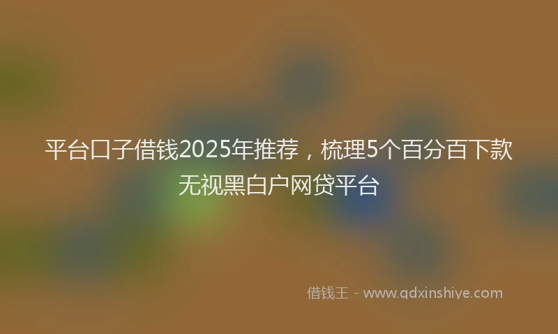 平台口子借钱2025年推荐，梳理5个百分百下款无视黑白户网贷平台