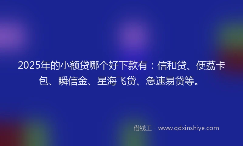 2025年的小额贷哪个好下款有：信和贷、便荔卡包、瞬信金、星海飞贷、急速易贷等。