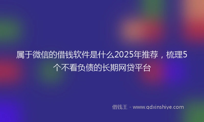 属于微信的借钱软件是什么2025年推荐，梳理5个不看负债的长期网贷平台