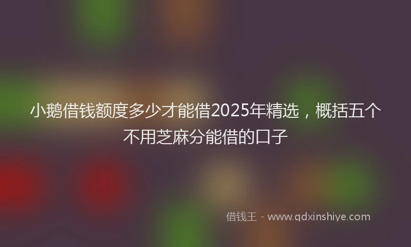小鹅借钱额度多少才能借2025年精选，概括五个不用芝麻分能借的口子