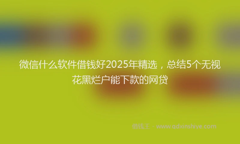 微信什么软件借钱好2025年精选，总结5个无视花黑烂户能下款的网贷