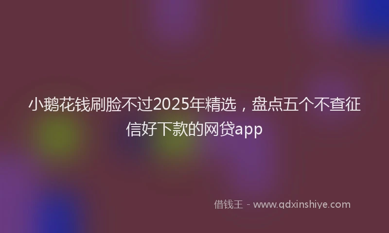 小鹅花钱刷脸不过2025年精选，盘点五个不查征信好下款的网贷app