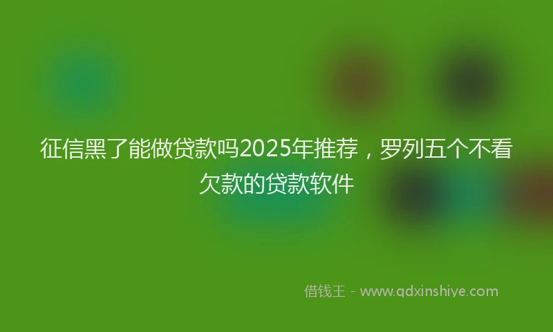 征信黑了能做贷款吗2025年推荐，罗列五个不看欠款的贷款软件