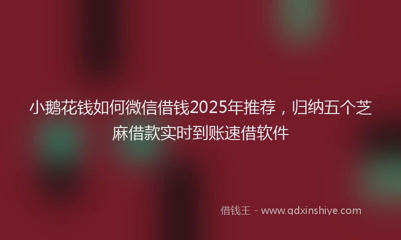 小鹅花钱如何微信借钱2025年推荐，归纳五个芝麻借款实时到账速借软件