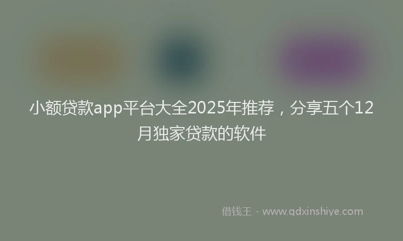 小额贷款app平台大全2025年推荐，分享五个12月独家贷款的软件