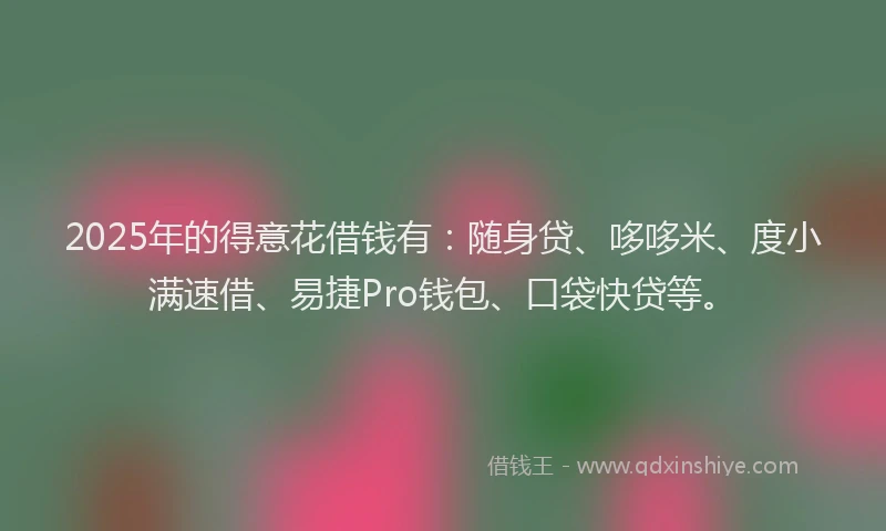 2025年的得意花借钱有：随身贷、哆哆米、度小满速借、易捷Pro钱包、口袋快贷等。