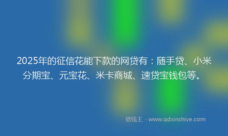2025年的征信花能下款的网贷有：随手贷、小米分期宝、元宝花、米卡商城、速贷宝钱包等。