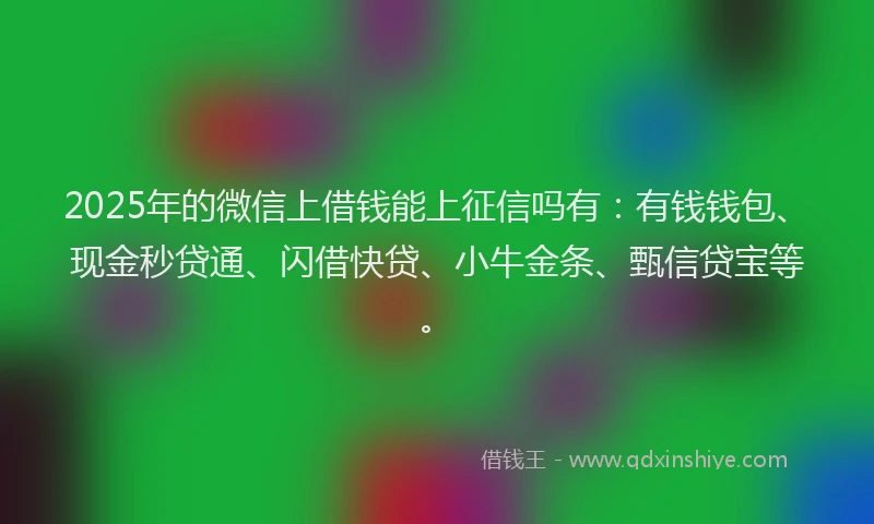 2025年的微信上借钱能上征信吗有：有钱钱包、现金秒贷通、闪借快贷、小牛金条、甄信贷宝等。