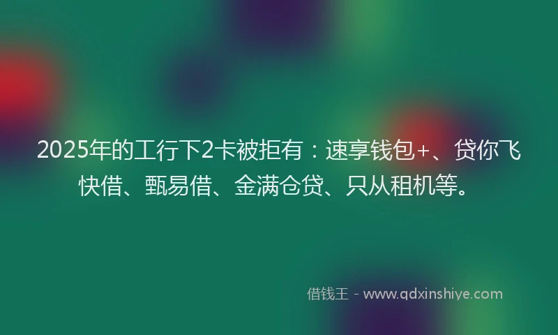 2025年的工行下2卡被拒有：速享钱包+、贷你飞快借、甄易借、金满仓贷、只从租机等。