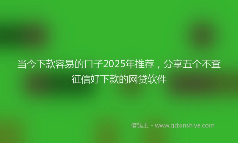 当今下款容易的口子2025年推荐，分享五个不查征信好下款的网贷软件