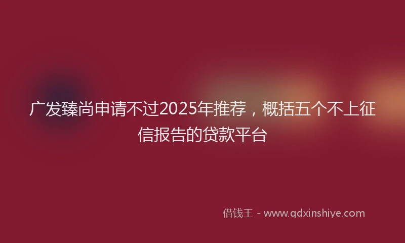 广发臻尚申请不过2025年推荐，概括五个不上征信报告的贷款平台