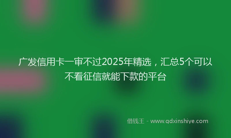 广发信用卡一审不过2025年精选，汇总5个可以不看征信就能下款的平台