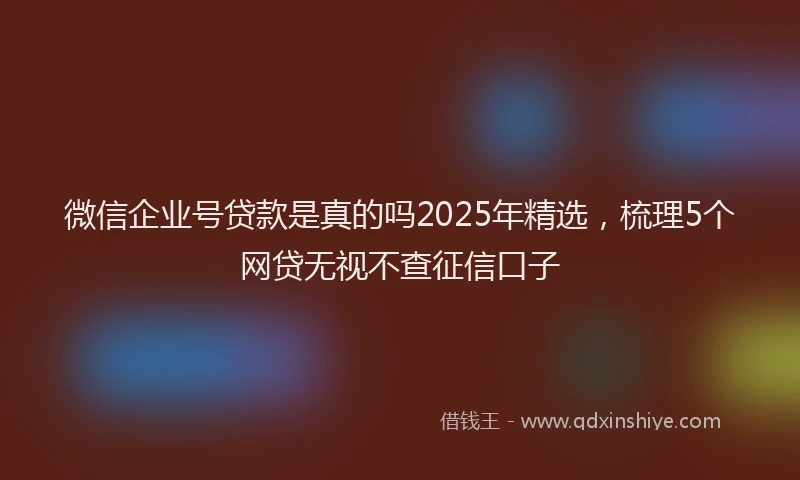微信企业号贷款是真的吗2025年精选，梳理5个网贷无视不查征信口子
