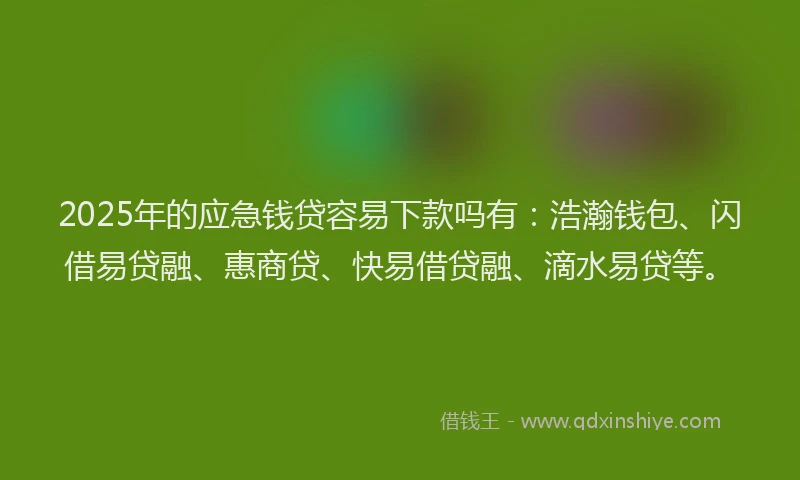 2025年的应急钱贷容易下款吗有：浩瀚钱包、闪借易贷融、惠商贷、快易借贷融、滴水易贷等。