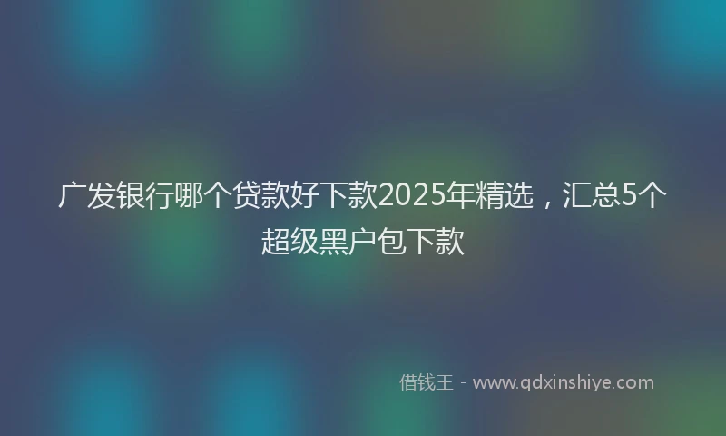 广发银行哪个贷款好下款2025年精选，汇总5个超级黑户包下款