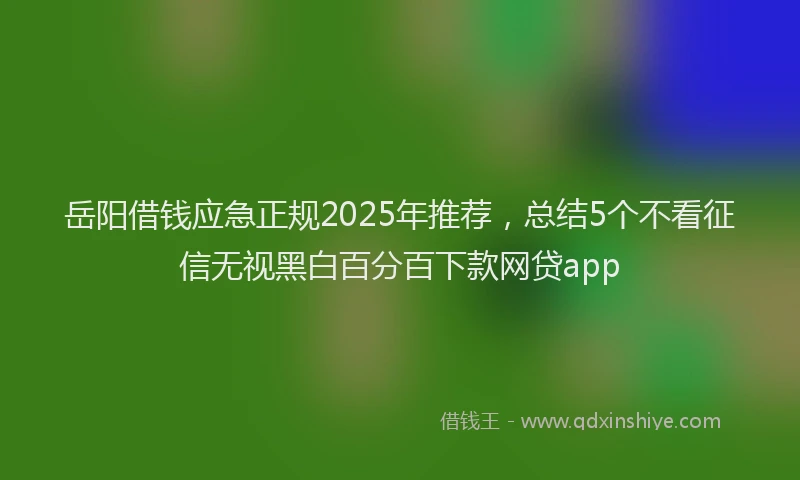 岳阳借钱应急正规2025年推荐，总结5个不看征信无视黑白百分百下款网贷app