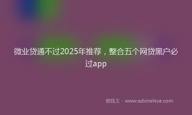 微业贷通不过2025年推荐，整合五个网贷黑户必过app