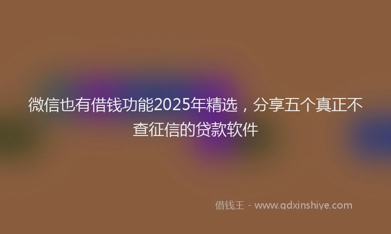 微信也有借钱功能2025年精选，分享五个真正不查征信的贷款软件