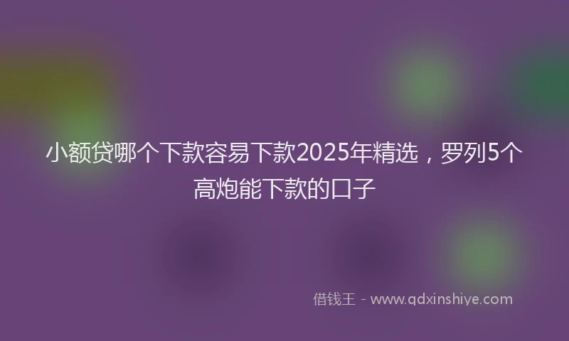 小额贷哪个下款容易下款2025年精选，罗列5个高炮能下款的口子