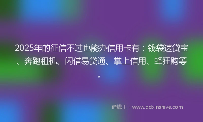 2025年的征信不过也能办信用卡有：钱袋速贷宝、奔跑租机、闪借易贷通、掌上信用、蜂狂购等。