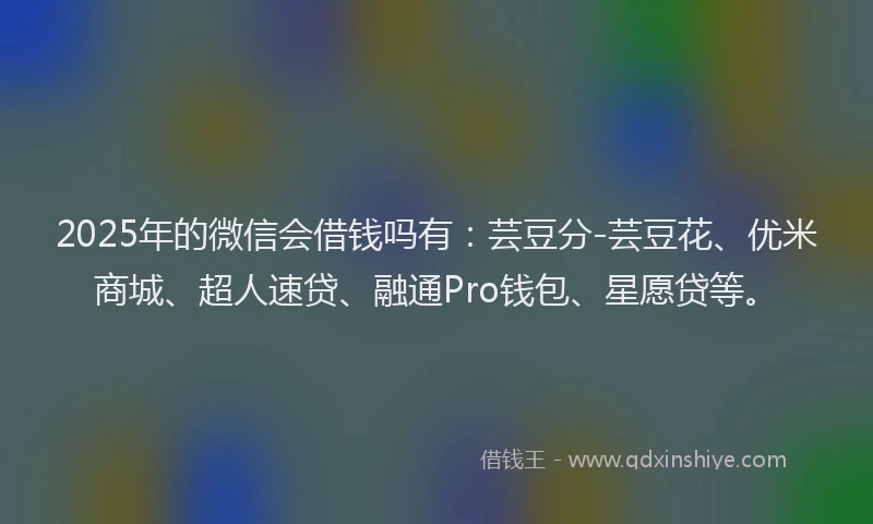 2025年的微信会借钱吗有：芸豆分-芸豆花、优米商城、超人速贷、融通Pro钱包、星愿贷等。