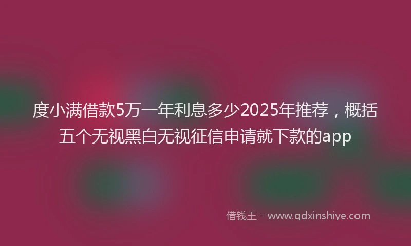 度小满借款5万一年利息多少2025年推荐，概括五个无视黑白无视征信申请就下款的app