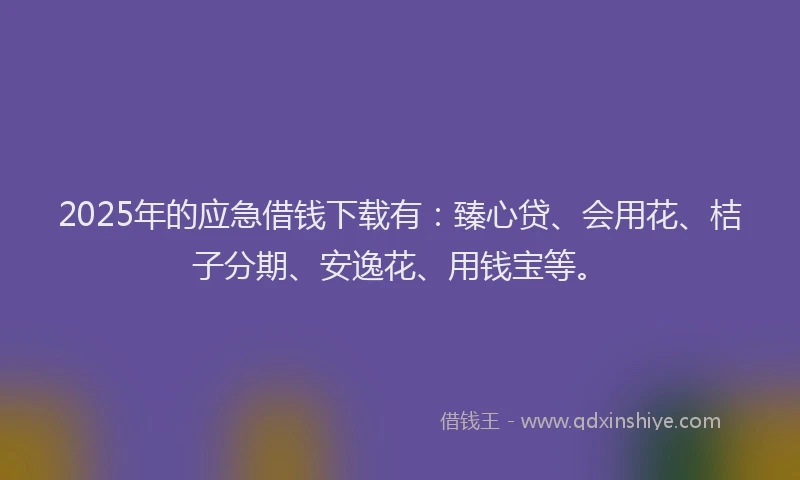 2025年的应急借钱下载有：臻心贷、会用花、桔子分期、安逸花、用钱宝等。