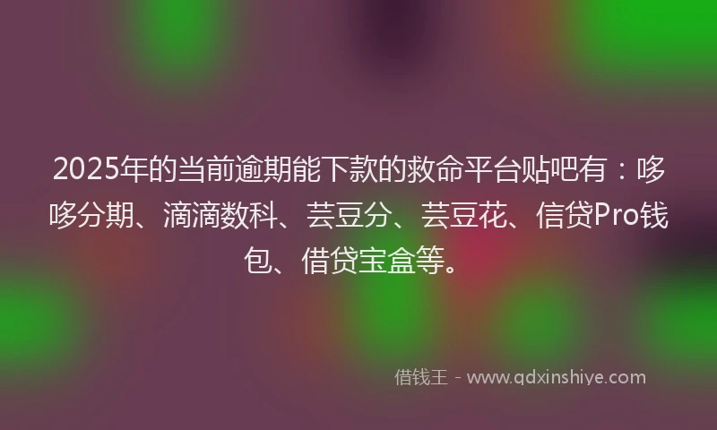 2025年的当前逾期能下款的救命平台贴吧有：哆哆分期、滴滴数科、芸豆分、芸豆花、信贷Pro钱包、借贷宝盒等。