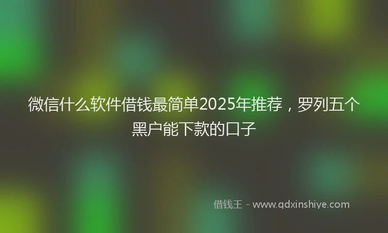 微信什么软件借钱最简单2025年推荐，罗列五个黑户能下款的口子