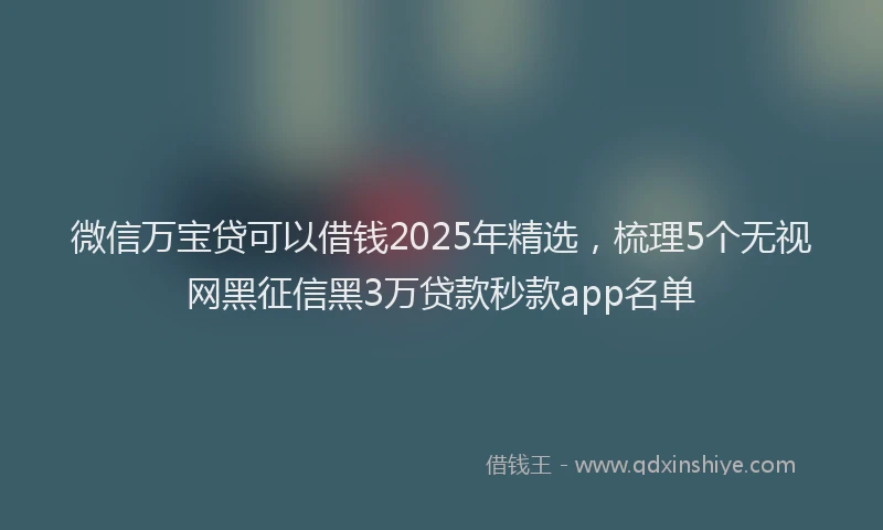 微信万宝贷可以借钱2025年精选，梳理5个无视网黑征信黑3万贷款秒款app名单