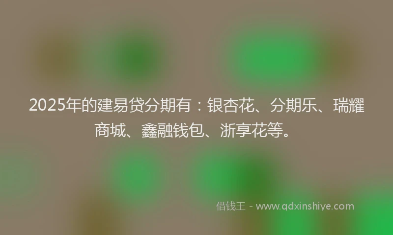 2025年的建易贷分期有：银杏花、分期乐、瑞耀商城、鑫融钱包、浙享花等。