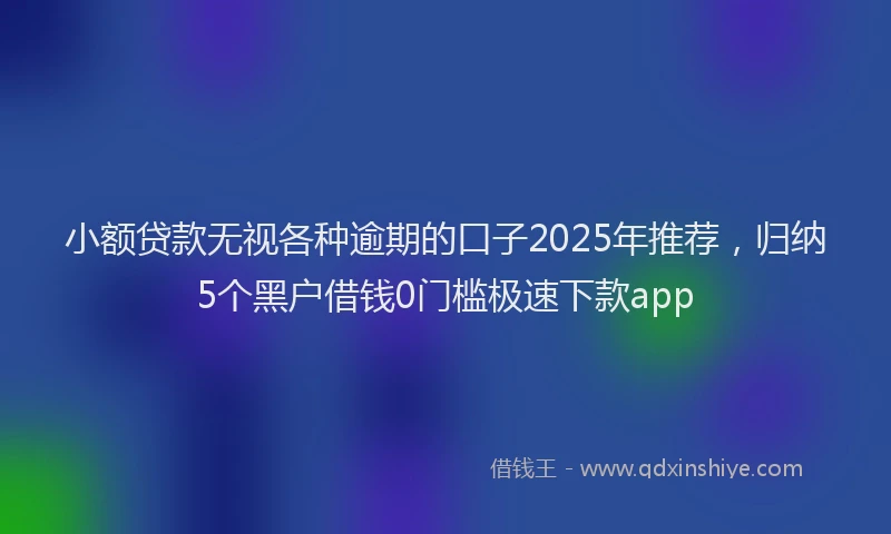 小额贷款无视各种逾期的口子2025年推荐，归纳5个黑户借钱0门槛极速下款app