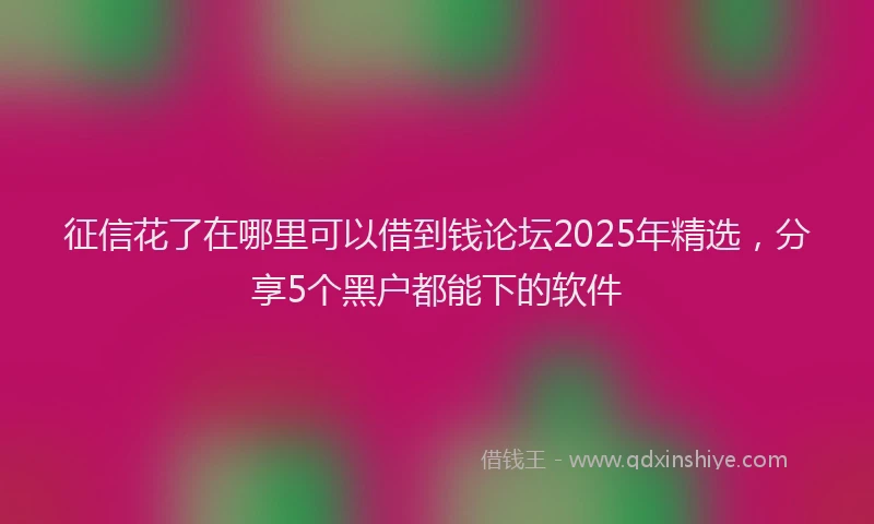 征信花了在哪里可以借到钱论坛2025年精选，分享5个黑户都能下的软件