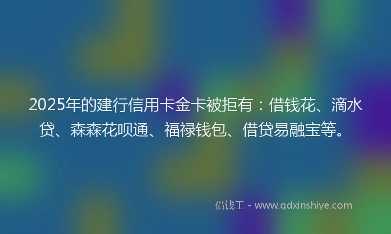 2025年的建行信用卡金卡被拒有：借钱花、滴水贷、森森花呗通、福禄钱包、借贷易融宝等。