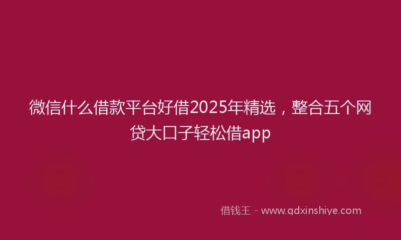 微信什么借款平台好借2025年精选，整合五个网贷大口子轻松借app