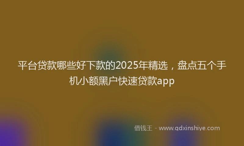 平台贷款哪些好下款的2025年精选，盘点五个手机小额黑户快速贷款app