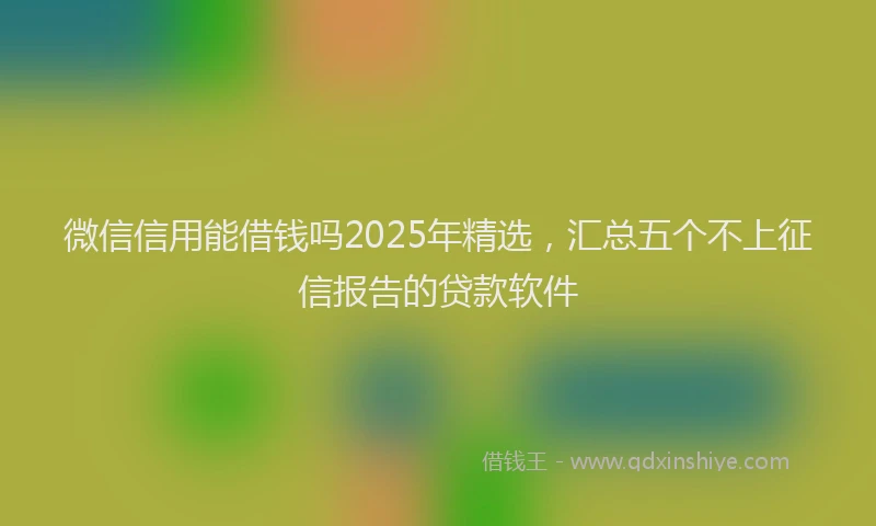 微信信用能借钱吗2025年精选，汇总五个不上征信报告的贷款软件