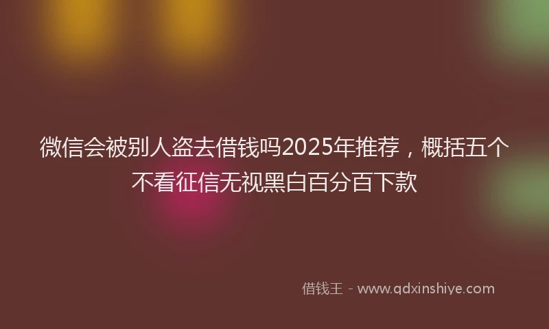 微信会被别人盗去借钱吗2025年推荐，概括五个不看征信无视黑白百分百下款